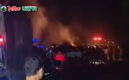 নাটোরে খড় বোঝাই নছিমনে দুর্বৃত্তদের পেট্রোল বোমা নিক্ষেপ