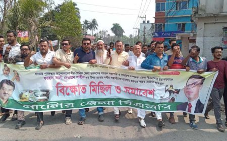 নাটোরে বিএনপি নেতা দেওয়ান শাহিনের উপর হামলার প্রতিবাদে বিক্ষোভ